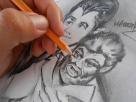Dibujos, retrato y selfie con carboncillo, $ 250