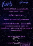CLASES ONLINE DE PIANO,GUITARRA,BAJO Y BATERÍA., $ 150.00